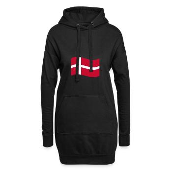 Flagge Dänemark / Welle - Hoodie-Kleid - Schwarz - Vorne