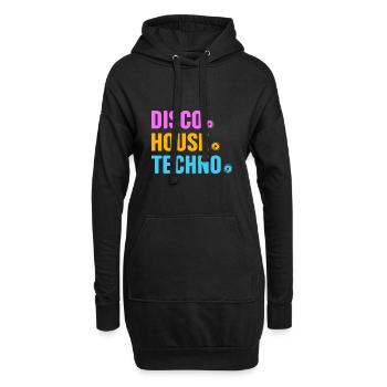Disco House Techno ballern hard Bass Rave - Hoodie-Kleid - Schwarz - Vorne