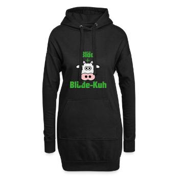 Blöde Kuh Spruch Geschenk provokant Rind Dumm Frau - Hoodie-Kleid - Schwarz - Vorne