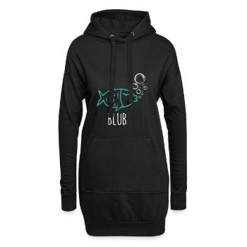 Cooler Fisch - Hoodie-Kleid - Schwarz - Vorne