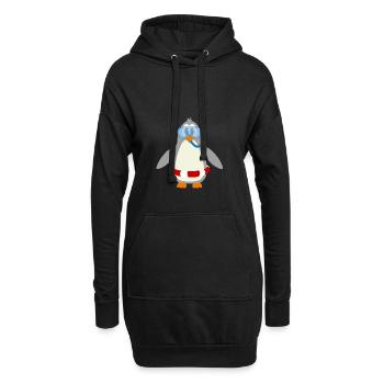 Comic Pinguin taucher mit Schnorchel & Schwimmring - Hoodie-Kleid - Schwarz - Vorne
