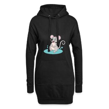 Petite souris - Sweat-shirt à capuche long Femme - noir - Devant
