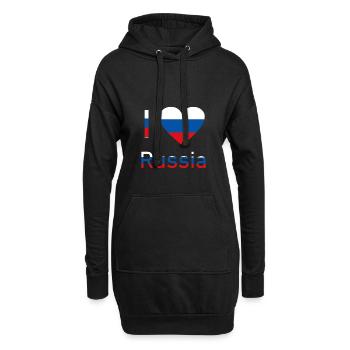 I Love Russia in den Farben der Flagge ! - Hoodie-Kleid - Schwarz - Vorne