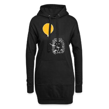 Igel mit Ballon - Hoodie-Kleid - Schwarz - Vorne