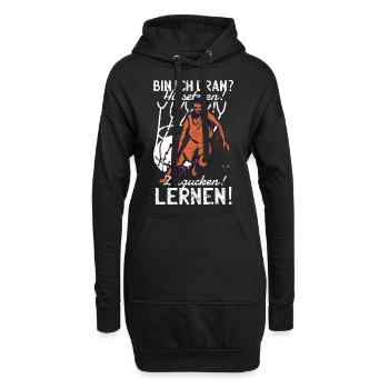 Basketball Spruch Hinsetzen! Zugucken! Lernen! - Hoodie-Kleid - Schwarz - Vorne
