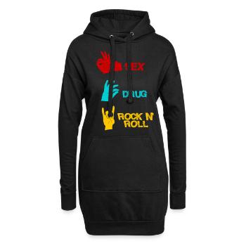 Sex Drugs Rocknroll Schädel Iro Punk Rock Musik - Hoodie-Kleid - Schwarz - Vorne