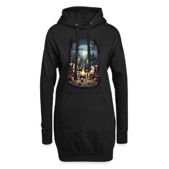 Zombie Camping Halloween Spooky Feu de camp - Sweat-shirt à capuche long Femme - noir - Devant