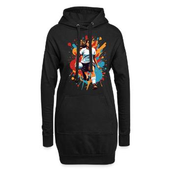 Handballerin Streetwear Ikonischer Style - Hoodie-Kleid - Schwarz - Vorne