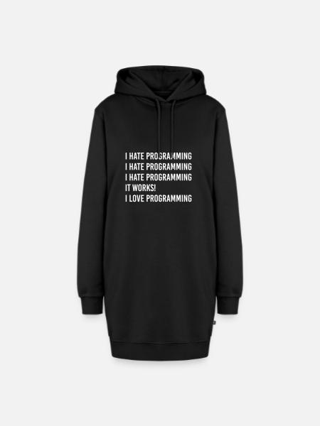 I hate programming, I love programming - Hoodie-Kleid - Schwarz