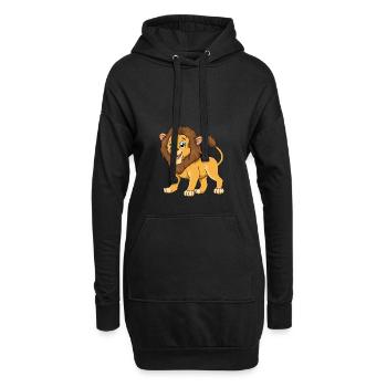 Safari d'illustration de dessin animé de lion sauvage - Sweat-shirt à capuche long Femme - noir - Devant