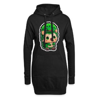Hérisson costume st patrick kawaii drôle - Sweat-shirt à capuche long Femme - noir - Devant