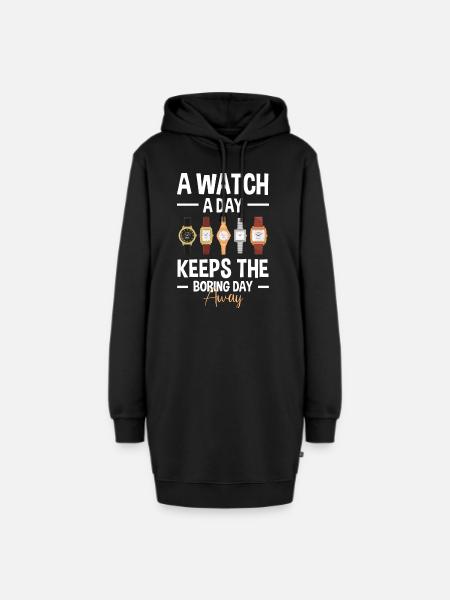 Uhr Schmuck Uhrensammlung - Hoodie-Kleid - Schwarz