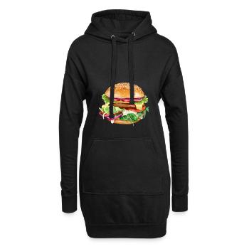 Vinaigrette triple fromage burger juteux - Sweat-shirt à capuche long Femme - noir - Devant