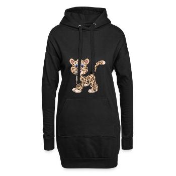 Retro Vintage Grunge Style Leopard - Hoodie Dress - black - Front