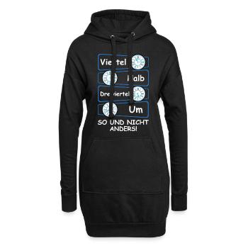 Ostdeutsche Uhrzeit Viertel Halb Dreiviertel Ossi - Hoodie-Kleid - Schwarz - Vorne