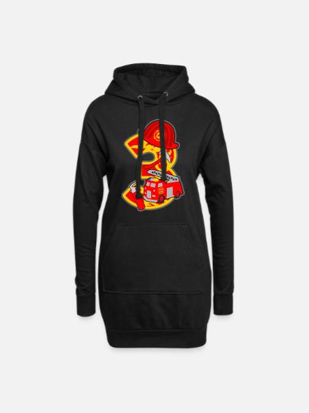 Feuerwehrmann 3. Geburtstagsparty Nummer 3 - 3 Jah - Hoodie-Kleid - Schwarz