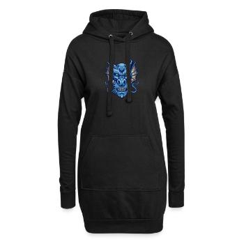 Logo tête de dragon en colère bleue - Sweat-shirt à capuche long Femme - noir - Devant