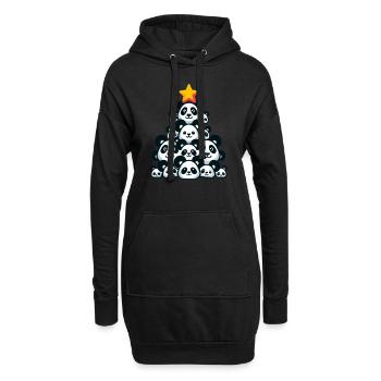Panda de Noël - Ambiance festive avec l’ours panda - Sweat-shirt à capuche long Femme - noir - Devant