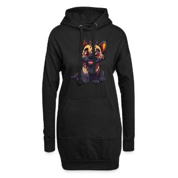 Enchanteur mignon hyène bande dessinée Style de bande dessinée - Sweat-shirt à capuche long Femme - noir - Devant