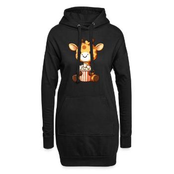 Drôle Girafe Popcorn Film Film Films Films - Sweat-shirt à capuche long Femme - noir - Devant