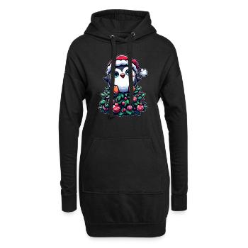 Lustiger Pinguin Weihnachtsbaum Skurril - Hoodie-Kleid - Schwarz - Vorne
