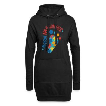 AUTISMUS BEWUSST LIEBE KIND BEGABT SPRUCH MOTIVE - Hoodie-Kleid - Schwarz - Vorne