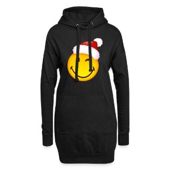 Smiley Santa Claus - Sweat-shirt à capuche long Femme - noir - Devant