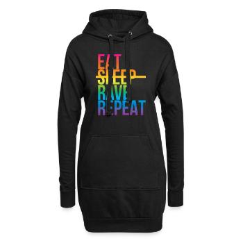 Rave - Eat sleep repeat3 - Hoodie-Kleid - Schwarz - Vorne
