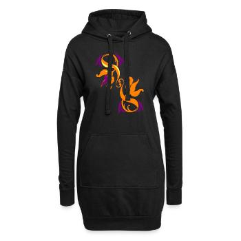 Cooles Muster - Hoodie-Kleid - Schwarz - Vorne