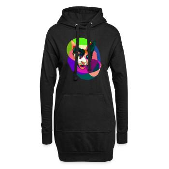 Coole bunte Catino Katze - Hoodie-Kleid - Schwarz - Vorne
