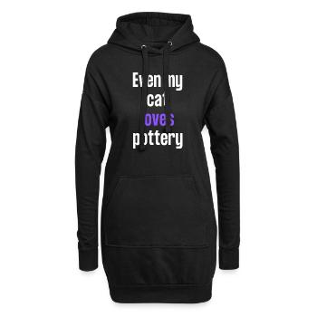 Sogar meine Katze liebt Töpfern. - Hoodie-Kleid - Schwarz - Vorne