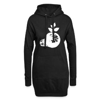 Blüh auf mit Grün - Hoodie-Kleid - Schwarz - Vorne