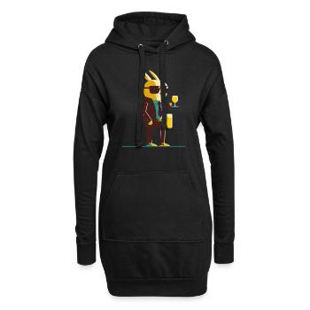 Cooler Osterhase mit Bier - Hoodie-Kleid - Schwarz - Vorne