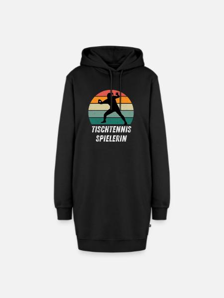 Tischtennisspielerin - Hoodie-Kleid - Schwarz