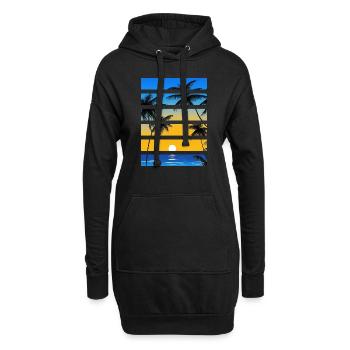 Palmenstrand Sonnenuntergang Sommerurlaub - Hoodie-Kleid - Schwarz - Vorne