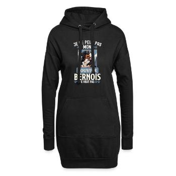 Bouvier bernois chien doux - Sweat-shirt à capuche long Femme - noir - Devant
