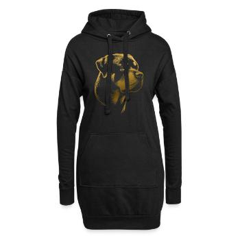 Rottweiler, tête de chien, dessin d’or - Sweat-shirt à capuche long Femme - noir - Devant