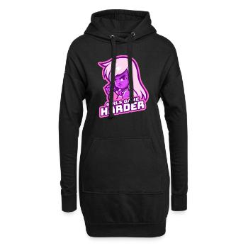 Girls Game Harder - Hoodie Dress - black - Front