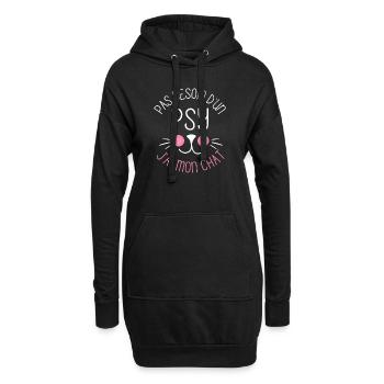 Pas besoin d un psy j ai mon chat chaton doux - Sweat-shirt à capuche long Femme - noir - Devant