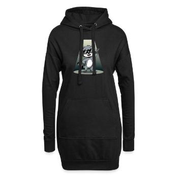 Retro Raccoon Rock Music - Hoodie-Kleid - Schwarz - Vorne