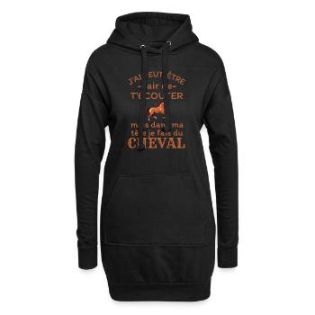 Humour Cheval cavalier cavalière - Sweat-shirt à capuche long Femme - noir - Devant