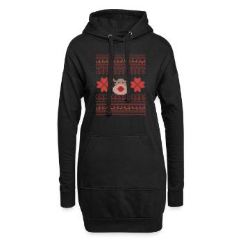 Weihnachtspixel mit Weihnachtsrentieren - Hoodie-Kleid - Schwarz - Vorne