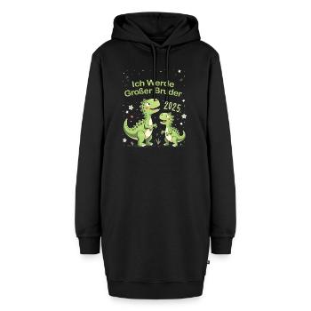 Ich Werde Großer Bruder 2025 Dino - Hoodie-Kleid - Schwarz - Vorne