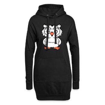hibou oiseau aigle hibou hibou nuit oiseau effraie des granges chouette bande dessinée - Sweat-shirt à capuche long Femme - noir - Devant