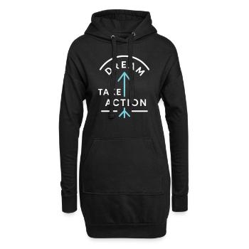 Motivant « Dream. Passez à l’action" Design - Sweat-shirt à capuche long Femme - noir - Devant