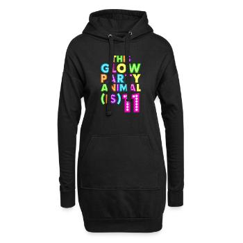Glow Party Animal11 - Sweat-shirt à capuche long Femme - noir - Devant