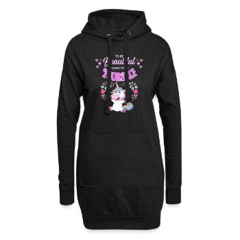 licorne licorne - Sweat-shirt à capuche long Femme - noir - Devant