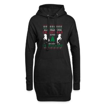 Tout ce que je veux - Cheval de Noël vilain petit cadeau Sweater - Sweat-shirt à capuche long Femme - noir - Devant