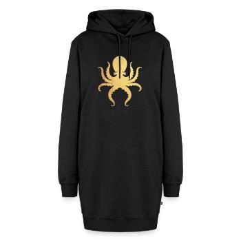 gold Oktopus - Hoodie-Kleid - Schwarz - Vorne - AI Model Female 172 light (172cm)