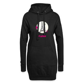 paris eiffelturm scribble love fasion trip tourist - Hoodie-Kleid - Schwarz - Vorne
